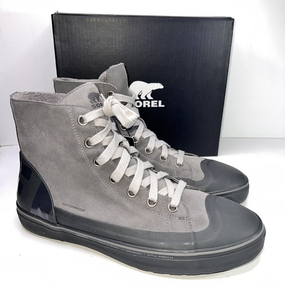 Sorel Cheyanne Metro Hi Lace Up Leather Boots Quarry Gray Waterproof Men